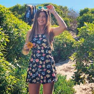 Vintage 90’s Floral Print Empire Waist Mini Dress